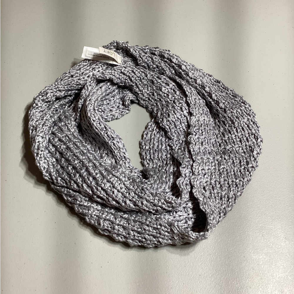 Loft Metallic Grey Infinity Scarf